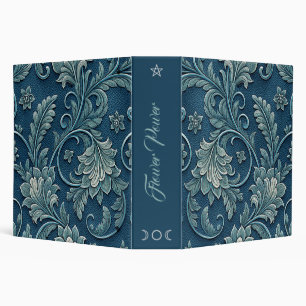 Create Your Own Teal Blue  Embossed Vintage Leaves Binder