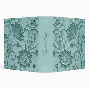 Create Your Own Teal Green Lotus Vintage Floral Binder