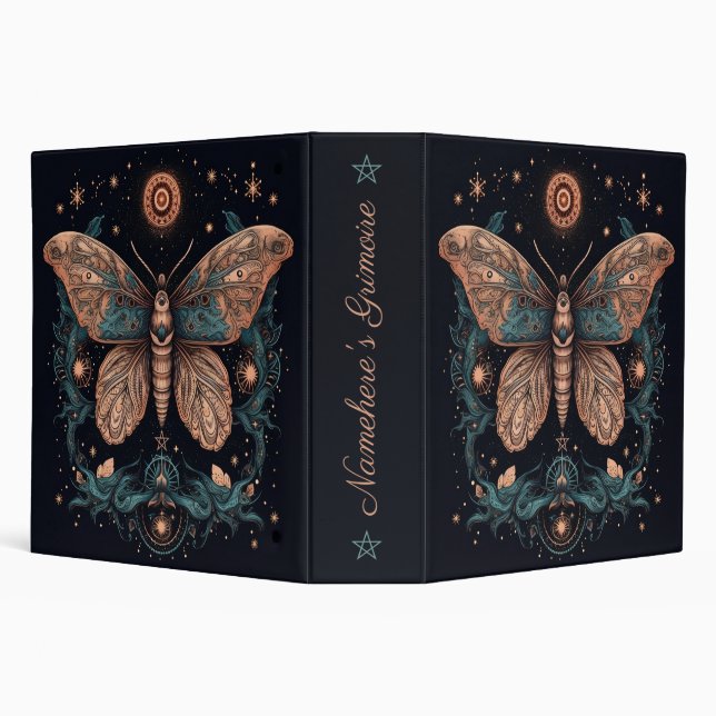 Create Your Own Teal Peach Celestial Moth Totem Binder (Background)
