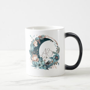 Create Your Own Teal & Peach Floral Moon Magic Mug