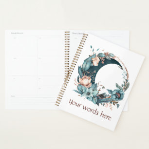 Create Your Own Teal & Peach Floral Moon Planner