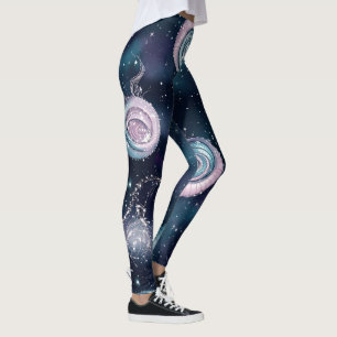 Create Your Own Teal Purple Pink Fractal Spirals Leggings