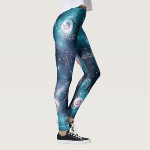 Create Your Own Teal Purple Pink Spirals & Dots Leggings