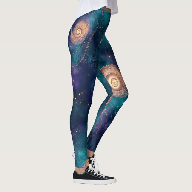 Create Your Own Teal Purple Spirals & Dots Leggings (Right)