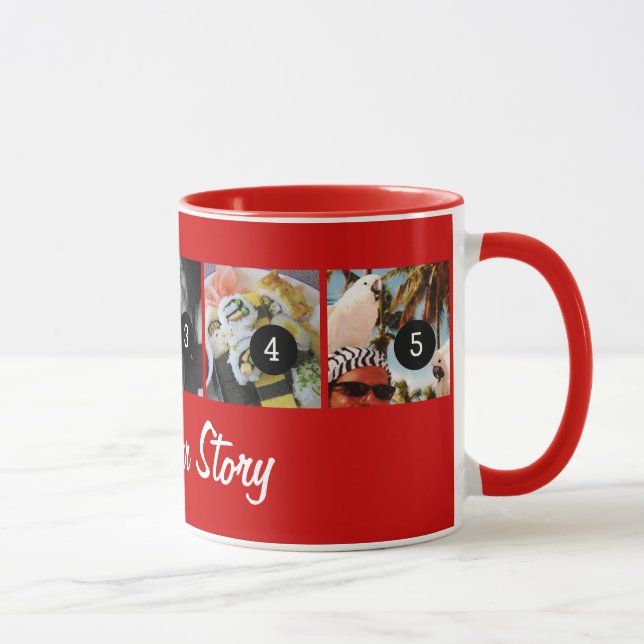 Create Your Own Tell Your Story 5 images Red Mug (Right)
