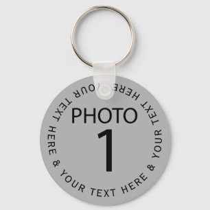Create your own Template PHOTO & black colour text Keychain