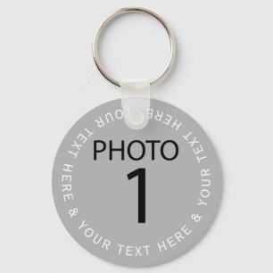 Create your own Template PHOTO & white colour text Keychain