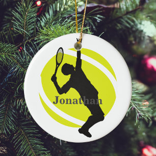 Create Your Own Tennis Theme Man Player Christmas Ceramic Ornament