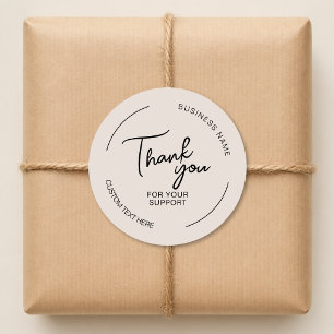 Create Your Own Thank You Beige Business Classic Round Sticker