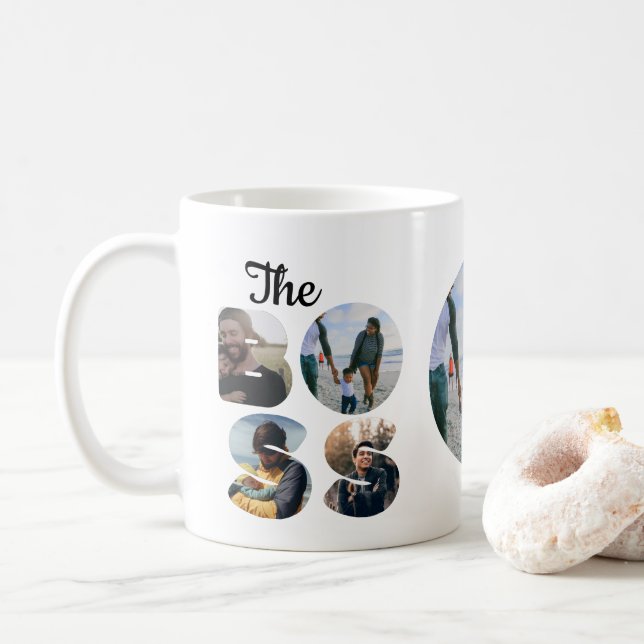 Create your own the boss photo matching couple coffee mug (With Donut)