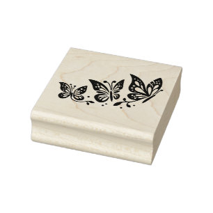 Create Your Own Three Butterflies Flying Rubber Stamp