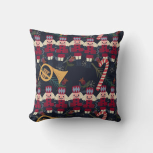 Create Your Own Tin Soldiers Black Throw Pillow