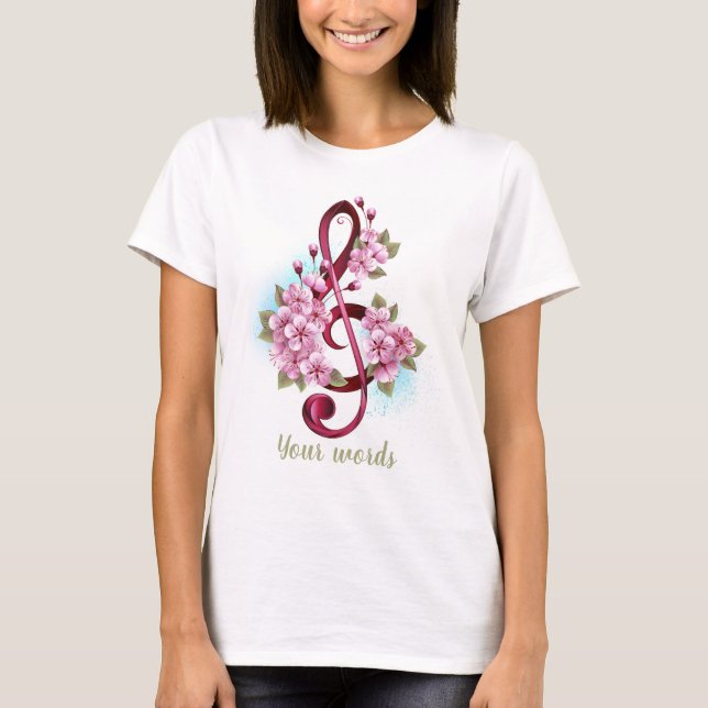 Create Your Own Treble Clef & Cherry Blossoms T-Shirt (Front)