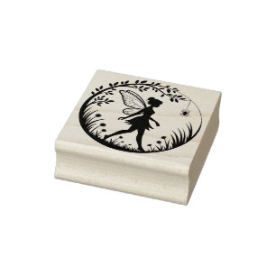 Create Your Own Tree Framed Meadow Flower Fairy Rubber Stamp