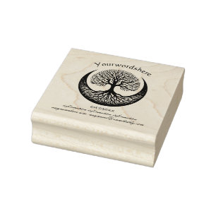 Create Your Own Tree of Life Crescent Emblem Logo Rubber Stamp