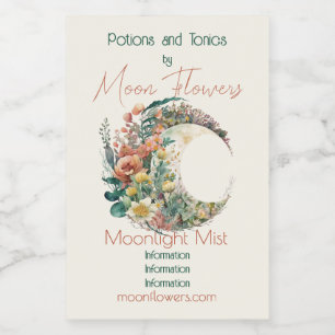 Create Your Own Tropical Floral Crescent Moon Wine Label