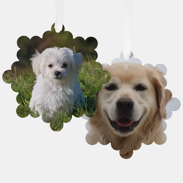 Create Your Own Two-sided Dog Photos Ornament Card (Front/Back)