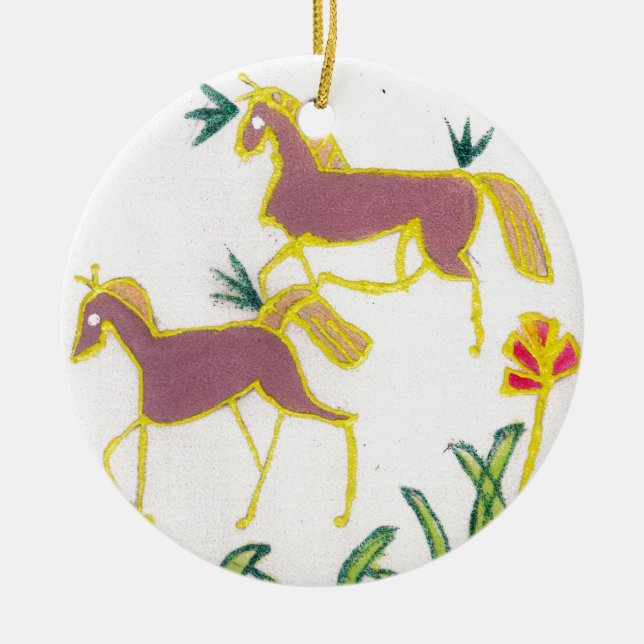 Create Your Own Unicorn Flora Power Cute Aesthetic Ceramic Ornament (Front)