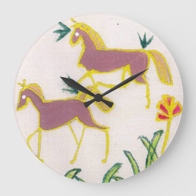 Create Your Own Unicorn Flora Power Cute Aesthetic Large Clock (Front)