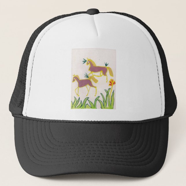 Create Your Own Unicorn Flora Power Cute Aesthetic Trucker Hat (Front)