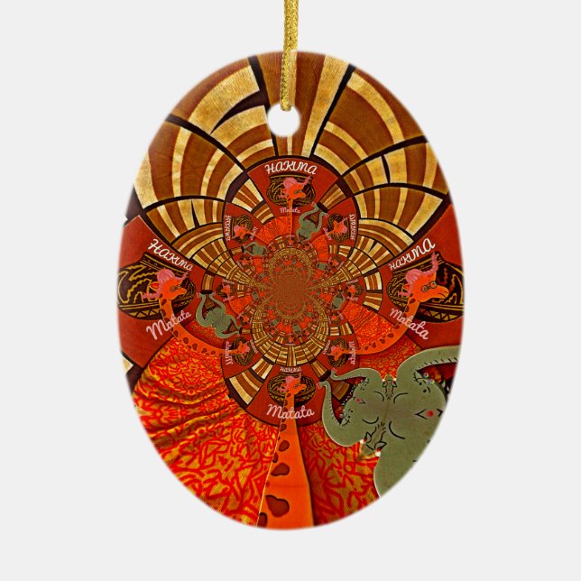 Create Your Own Unique African Giraffe Art Design Ceramic Ornament (Front)