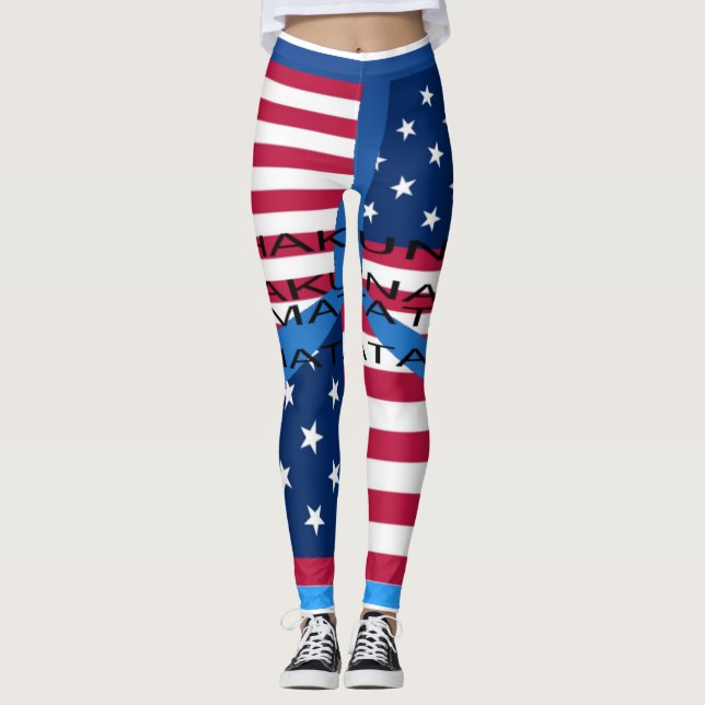Create your own USA Hakuna Matata all over print Leggings (Front)