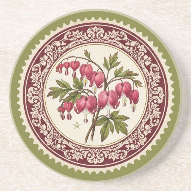 Create Your Own Victorian Bleeding Hearts Stamp Coaster (Front)