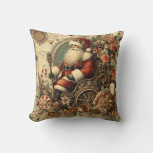 Create Your Own Victorian Christmas Santa Sleigh Throw Pillow
