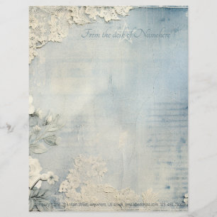 Create Your Own Victorian Lacy Blue Flowers Letterhead