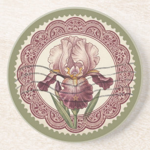 Create Your Own Victorian Pink Bearded Iris Stamp Coaster