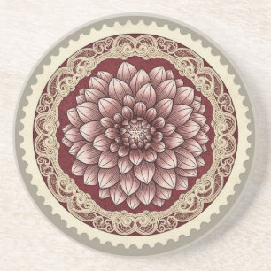 Create Your Own Victorian Pink Zinnia Stamp Coaster