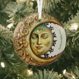 Create Your Own Victorian Steampunk Crescent Moon Glass Ornament