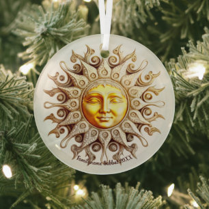 Create Your Own Victorian Steampunk Golden Sun Glass Ornament