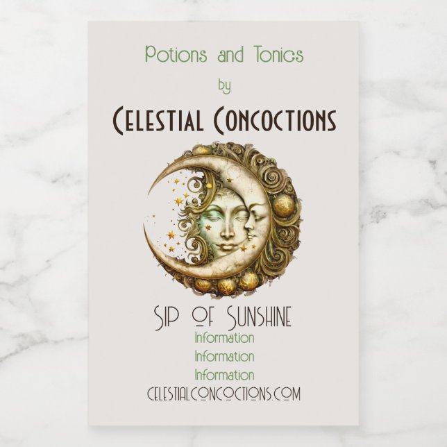 Create Your Own Victorian Steampunk Moon Goddess Wine Label (Single Label)