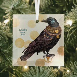 Create Your Own Victorian Steampunk Raven Glass Ornament