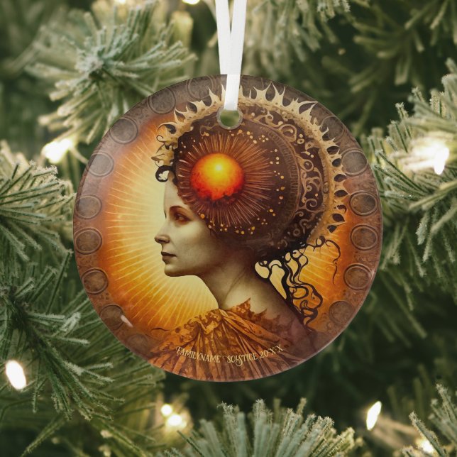 Create Your Own Victorian Steampunk Sun Goddess Glass Ornament (Insitu)