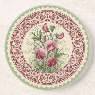 Create Your Own Victorian Sweetpea Flowers Stamp Coaster