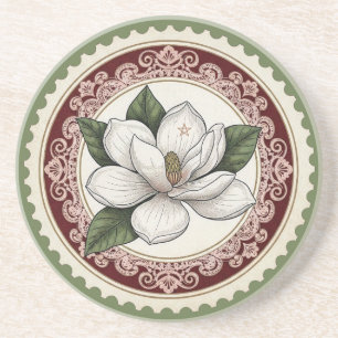 Create Your Own Victorian White Magnolia Stamp Coaster