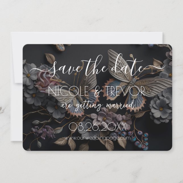 Create Your Own - Vintage Butterflies Save The Date (Front)