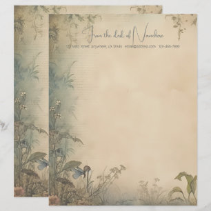 Create Your Own Vintage Butterfly Garden Floral Letterhead