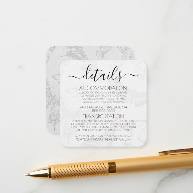 Create Your Own Vintage Butterfly Pattern Enclosure Card (Front/Back In Situ)