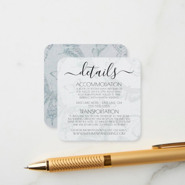 Create Your Own Vintage Butterfly Pattern Enclosure Card (Front/Back In Situ)