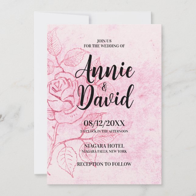 Create Your Own Vintage Etched Rose Wedding Invitation (Front)