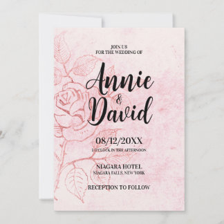 Create Your Own Vintage Etched Rose Wedding Invitation