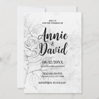 Create Your Own Vintage Etched Rose Wedding Invitation