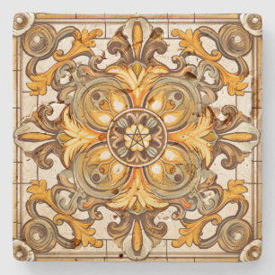 Create Your Own Vintage European Fiery Gold Stone Coaster