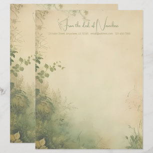 Create Your Own Vintage Gilded Flower Meadow Letterhead