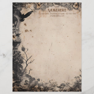 Create Your Own Vintage Gothic Raven Stationery
