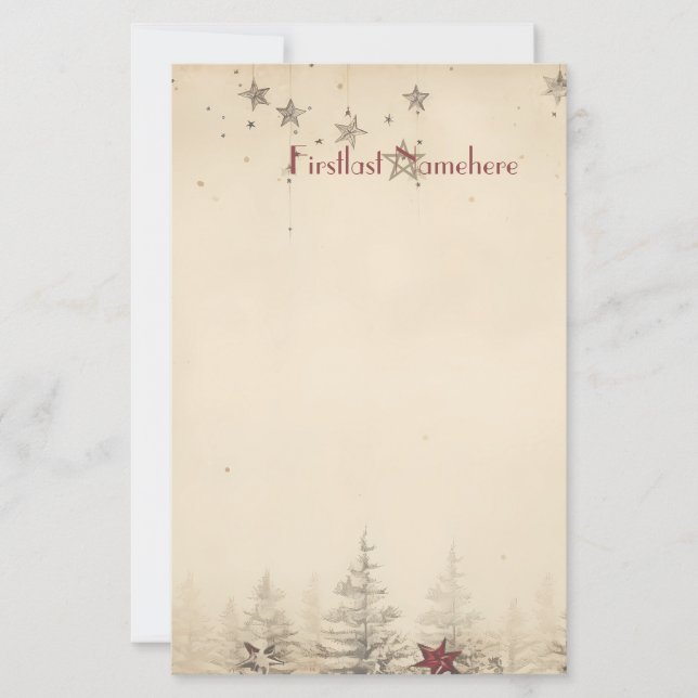 Create Your Own Vintage Grey Red Yule Stationery (Front)