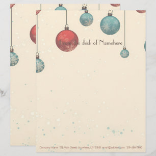 Create Your Own Vintage Red Blue Ornaments Yule Letterhead